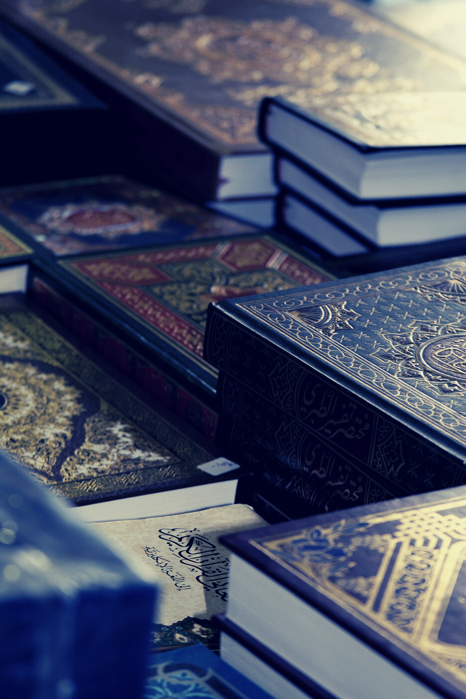 Qurans and Islamic books for sale.